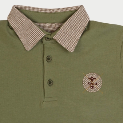 تیشرت یکرو پنبه پسرانه سبز فرمی 05550 3Y