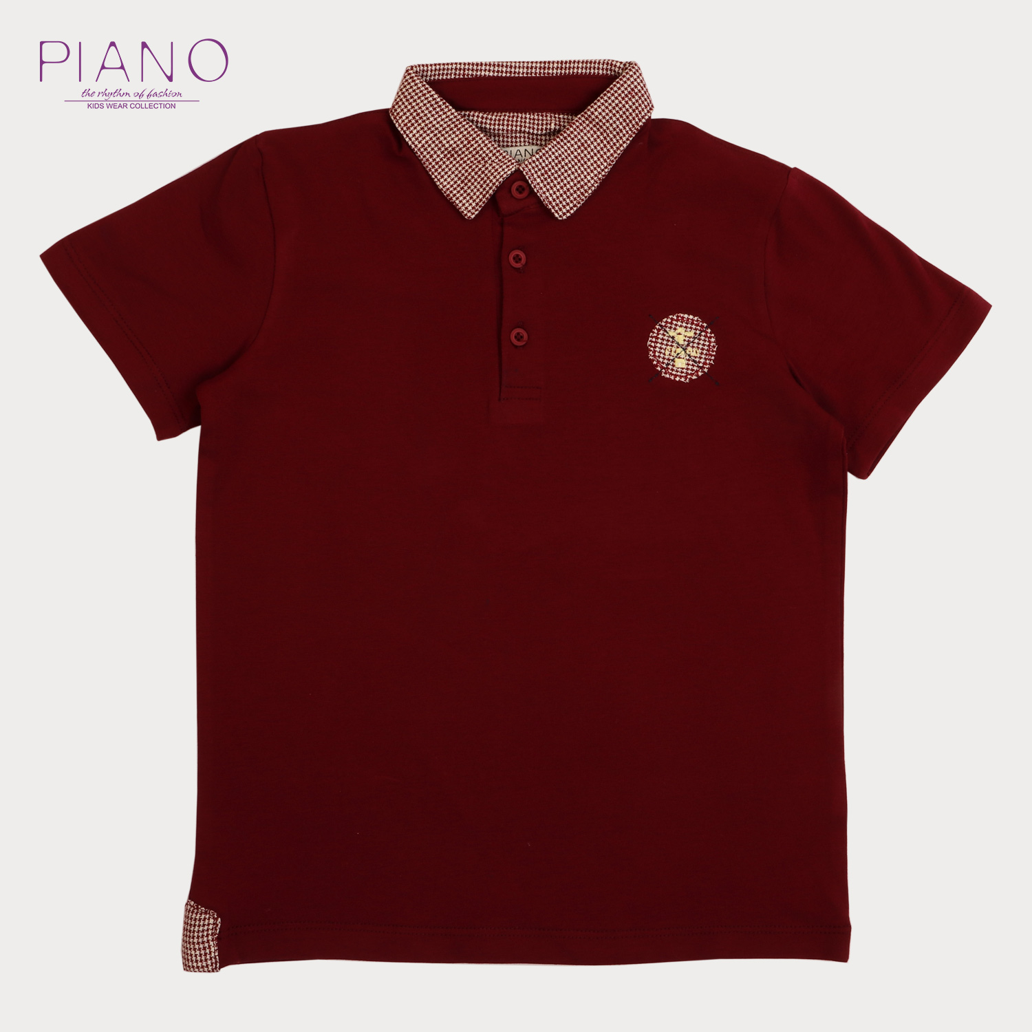 تیشرت یکرو پنبه پسرانه زرشکی 05551 9Y