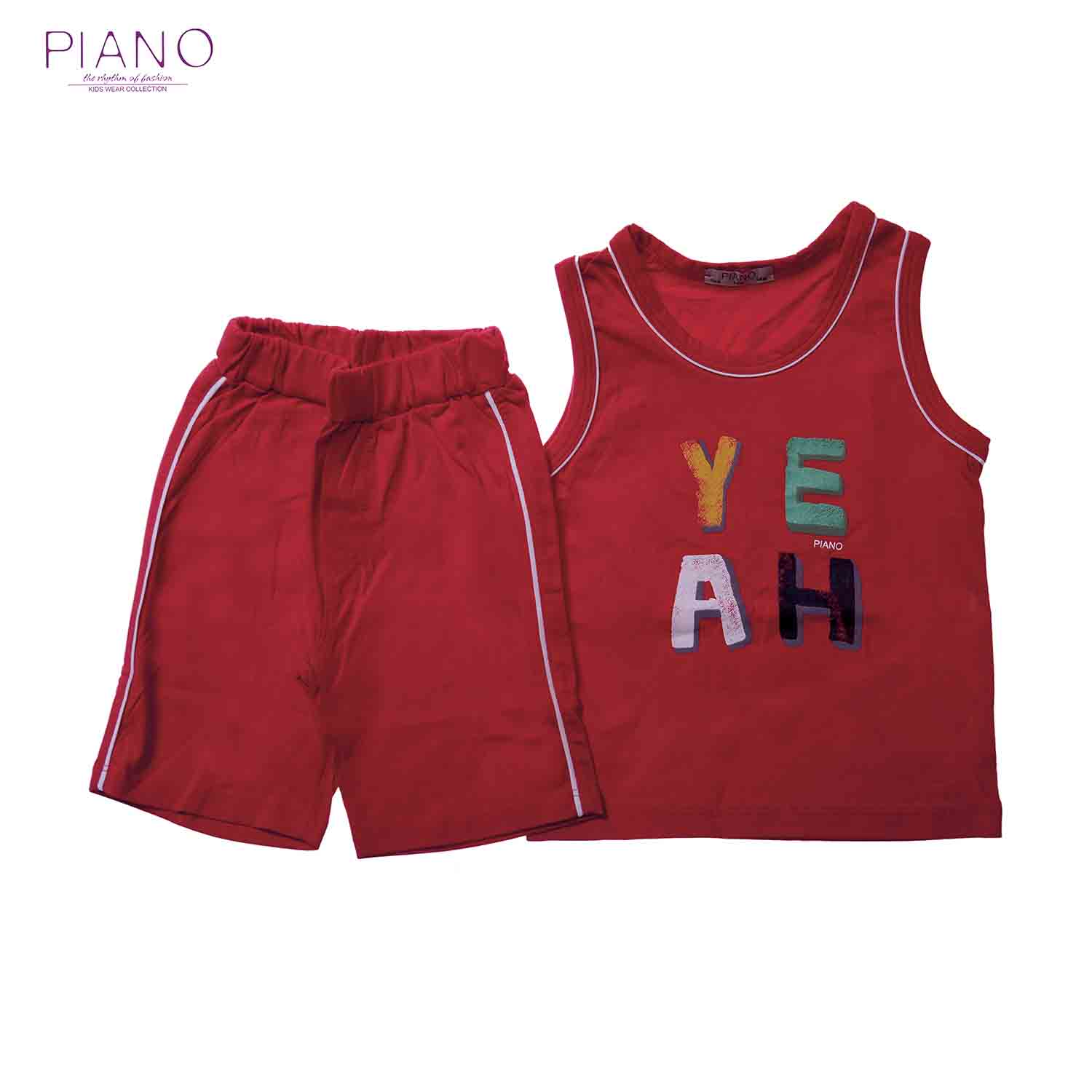 تاپ شلوارک یکرو پنبه پسرانه قرمز 05121 6M