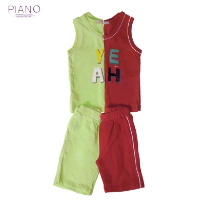 تاپ شلوارک یکرو پنبه پسرانه قرمز 05121 6M