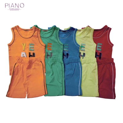 تاپ شلوارک یکرو پنبه پسرانه سبز 05121 6M