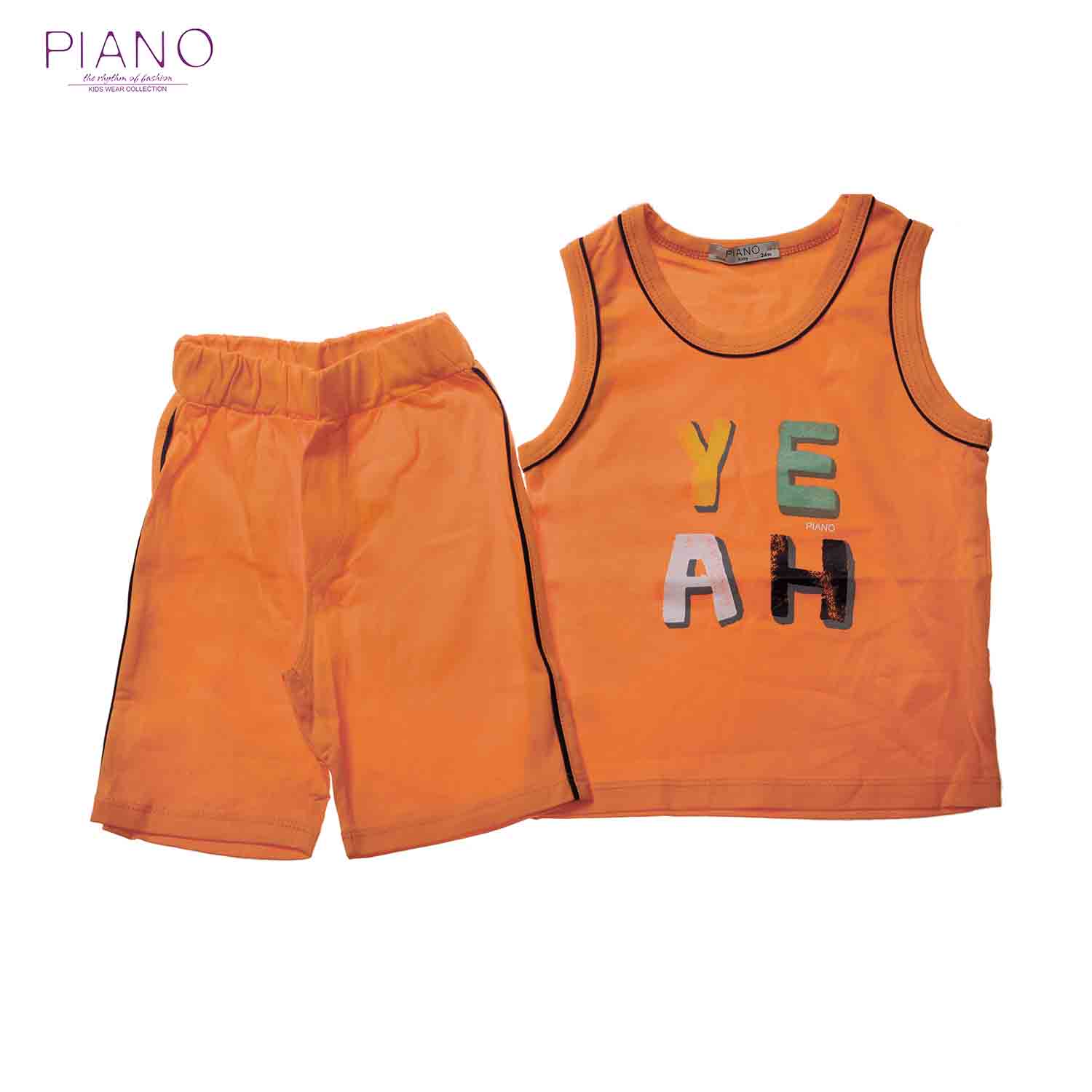 تاپ شلوارک یکرو پنبه پسرانه نارنجی 05121 6M