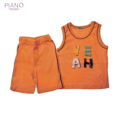 تاپ شلوارک یکرو پنبه پسرانه نارنجی 05121 6M