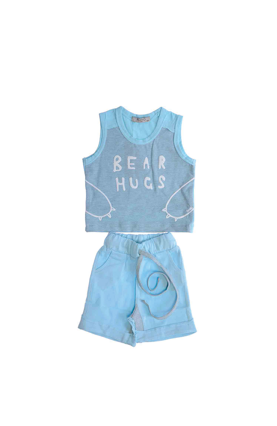 تاپ شلوارک یکرو پنبه پسرانه آبی 05562 6ماه