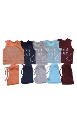 تاپ شلوارک یکرو پنبه پسرانه آبی 05562 6ماه