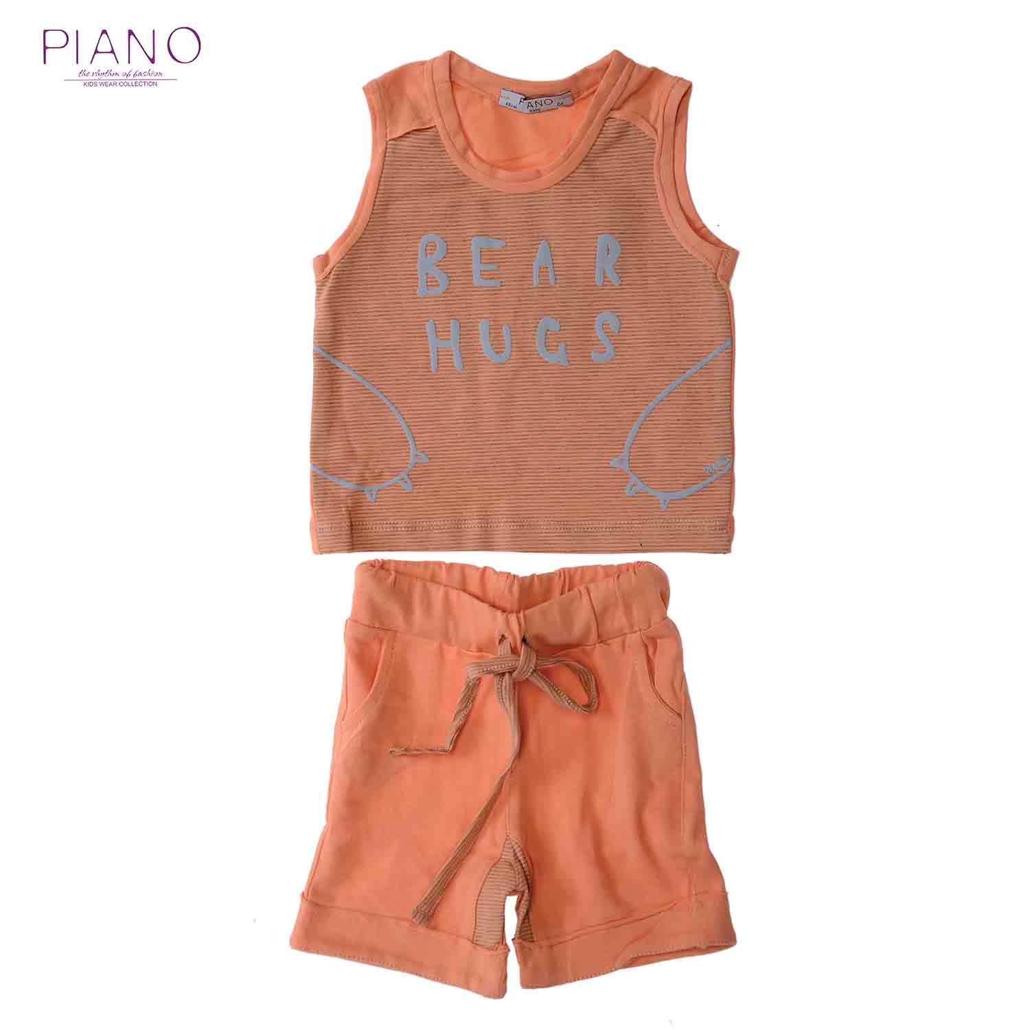 تاپ شلوارک یکرو پنبه پسرانه نارنجی 05562 6ماه