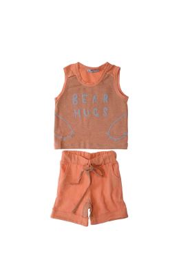 تاپ شلوارک یکرو پنبه پسرانه نارنجی 05562 6ماه