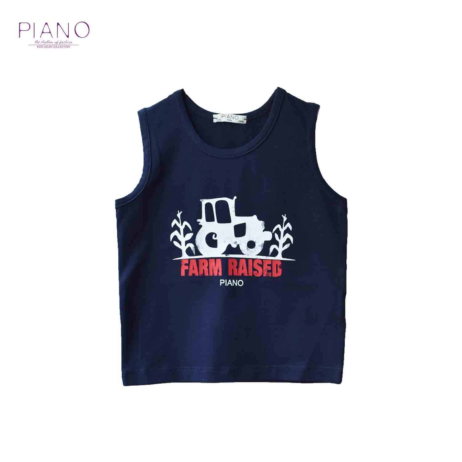 تاپ یکرو پنبه پسرانه سورمه ای 05584 6ماه