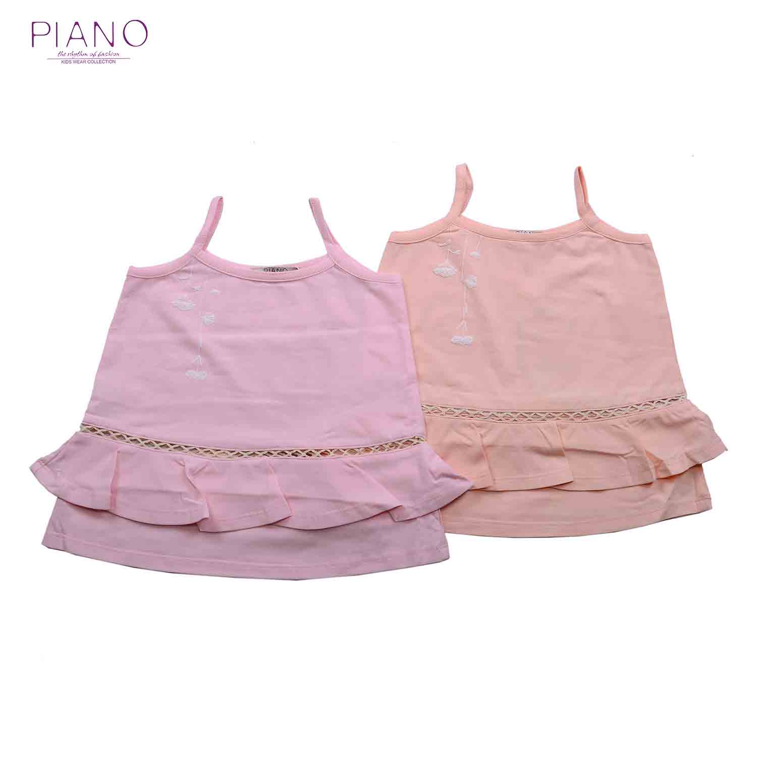 تاپ یکرو پنبه دخترانه استخوانی 05697 6Y