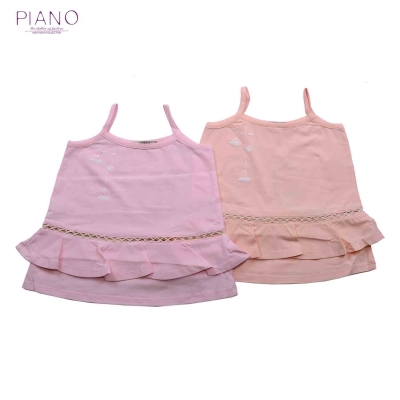 تاپ یکرو پنبه دخترانه استخوانی 05697 6Y