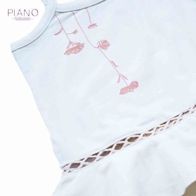 تاپ یکرو پنبه دخترانه استخوانی 05697 6Y