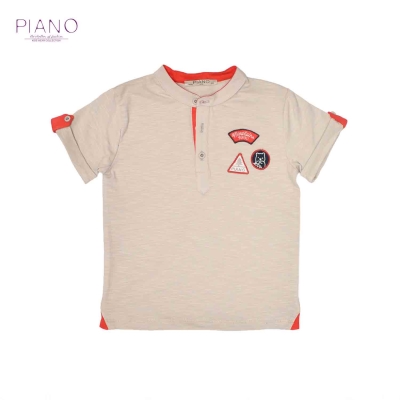 تیشرت تک کتان پسرانه خاکستری روشن 05149 3Y