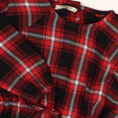 پیراهن نساجی چهارخانه آستین رگلان