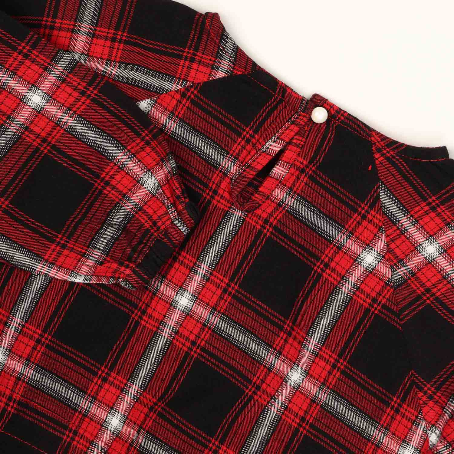 پیراهن نساجی چهارخانه آستین رگلان