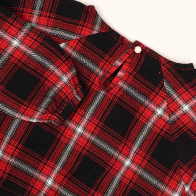 پیراهن نساجی چهارخانه آستین رگلان