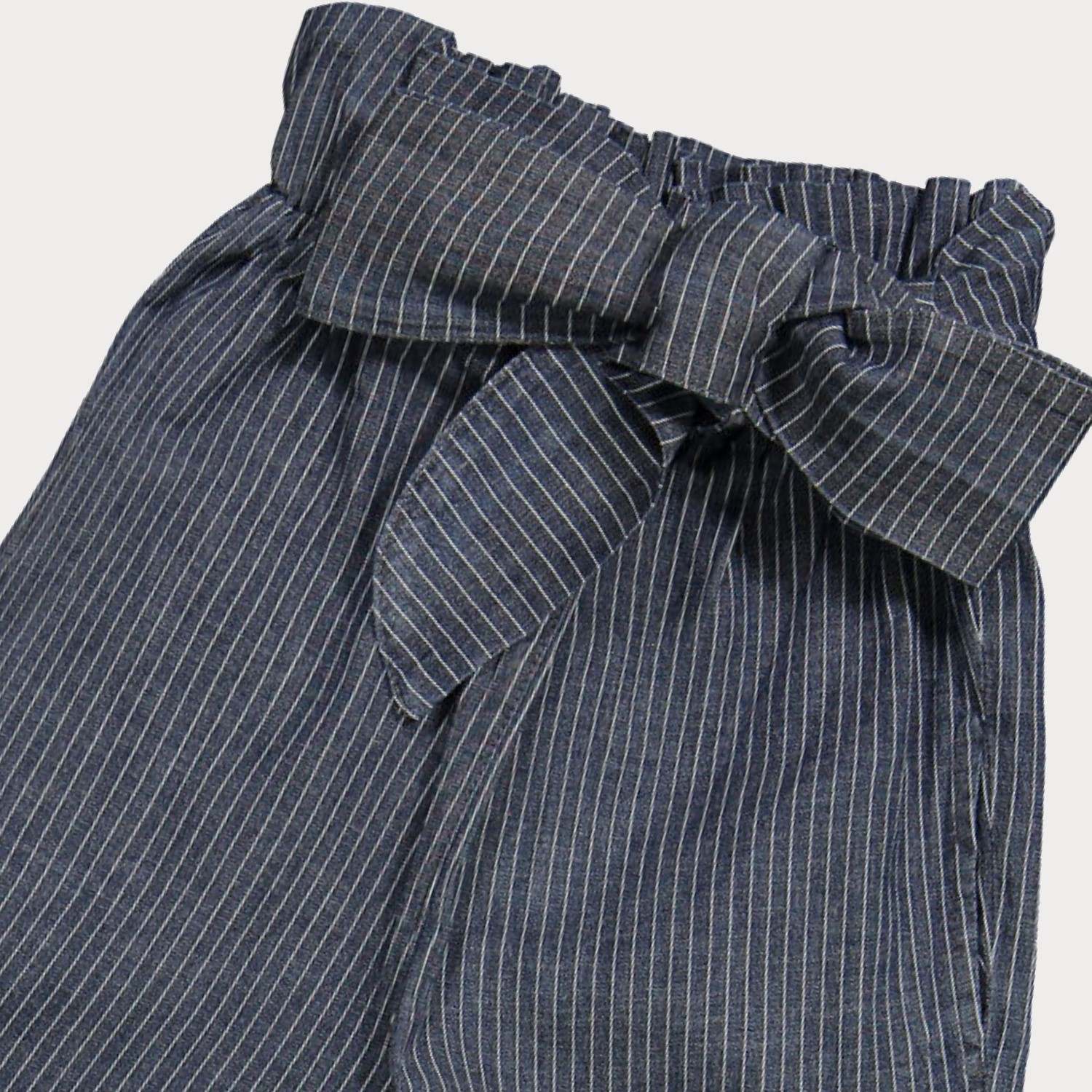 شلوار جین راه راه کمر چین دار