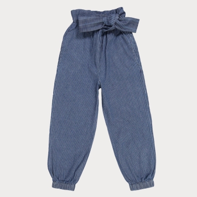 شلوار جین راه راه کمر چین دار