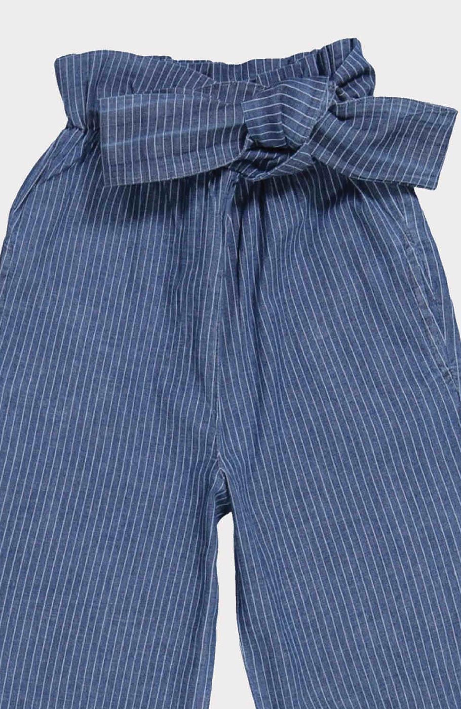 شلوار جین راه راه کمر چین دار