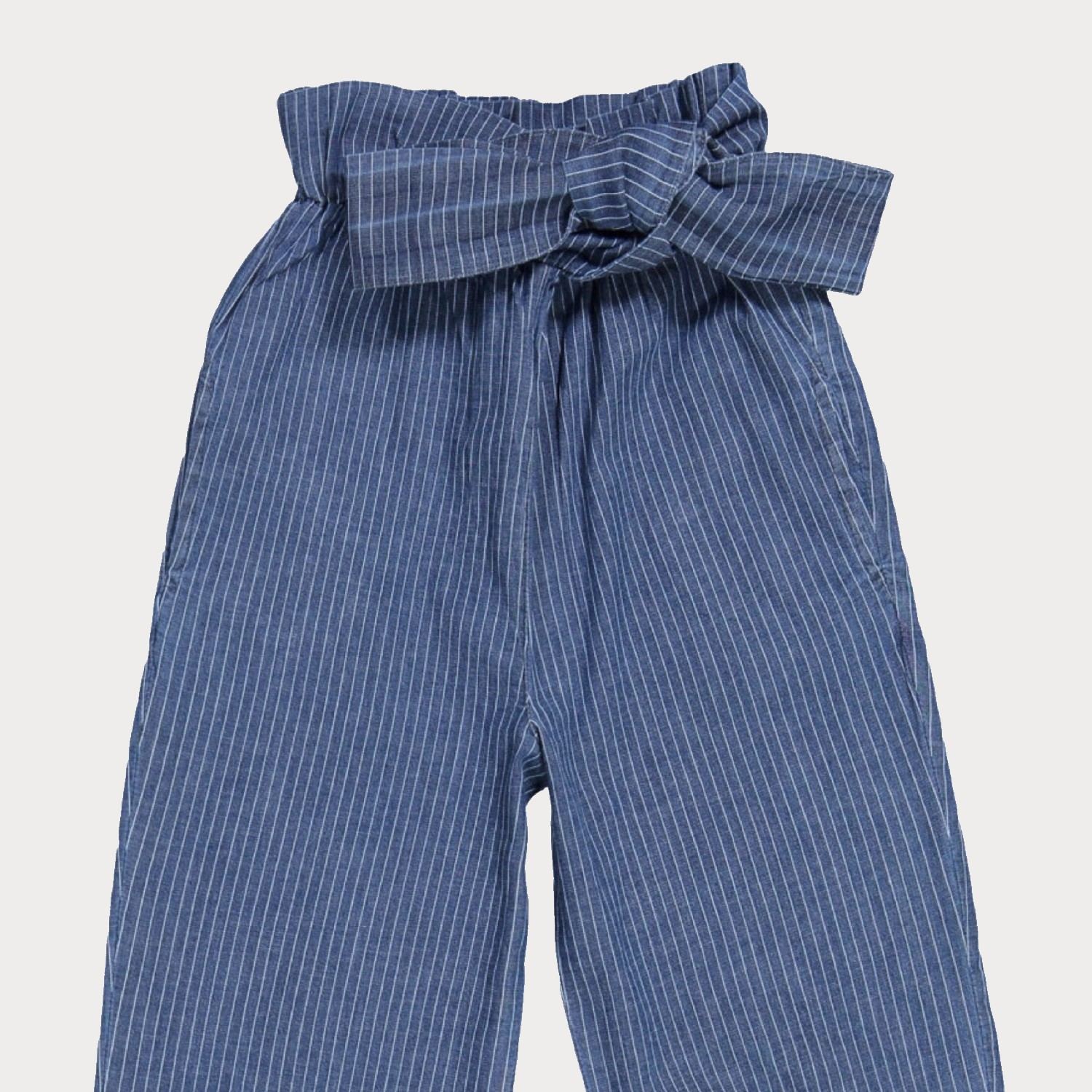 شلوار جین راه راه کمر چین دار