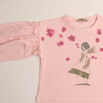 بلوز یکرو لایکرا آستین افتاده چین دار