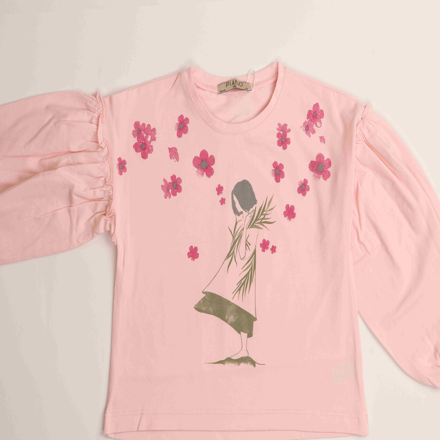 بلوز یکرو لایکرا آستین افتاده چین دار