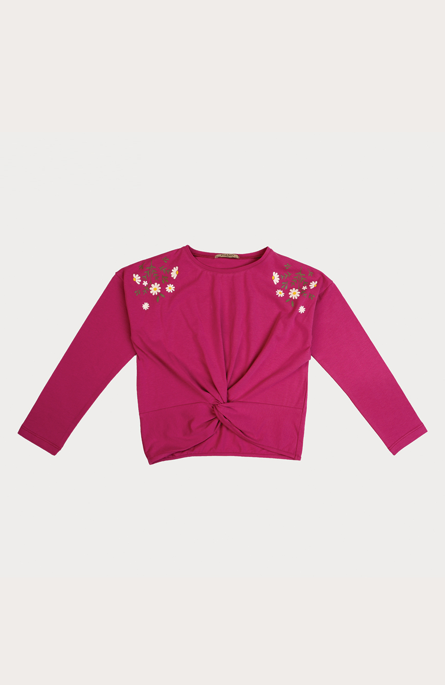 بلوز یکرو لایکرا جلو گره ای آستین افتاده