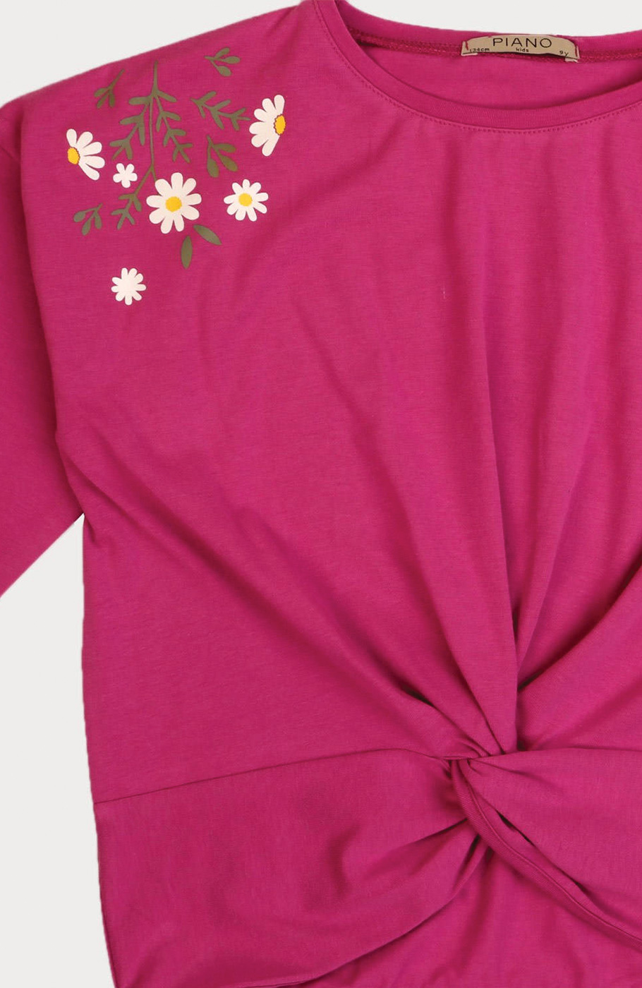 بلوز یکرو لایکرا جلو گره ای آستین افتاده