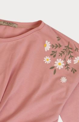 بلوز یکرو لایکرا جلو گره ای آستین افتاده