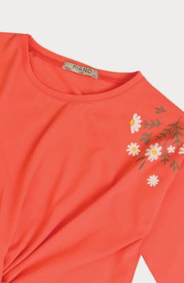 بلوز یکرو لایکرا جلو گره ای آستین افتاده