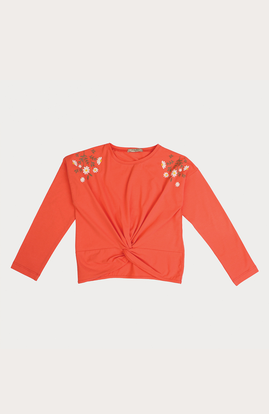 بلوز یکرو لایکرا جلو گره ای آستین افتاده