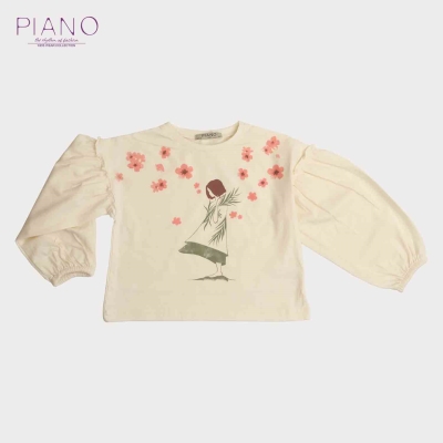 بلوز یکرو لایکرا آستین افتاده چین دار