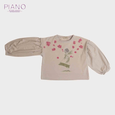 بلوز یکرو لایکرا آستین افتاده چین دار