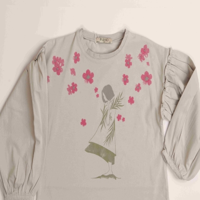 بلوز یکرو لایکرا آستین افتاده چین دار