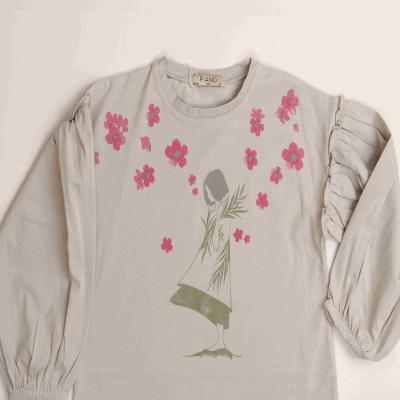 بلوز یکرو لایکرا آستین افتاده چین دار