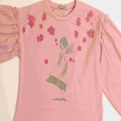 بلوز یکرو لایکرا آستین افتاده چین دار