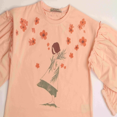 بلوز یکرو لایکرا آستین افتاده چین دار