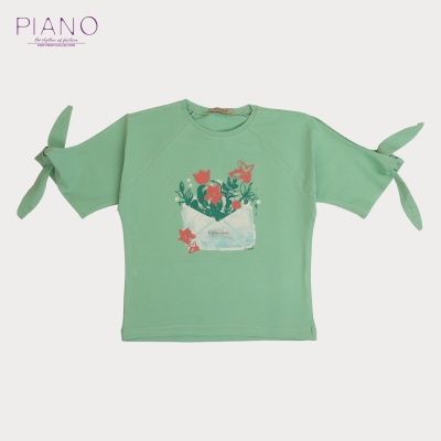 تیشرت یکرو لایکرا آستین گره ای