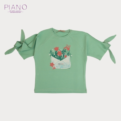 تیشرت یکرو لایکرا آستین گره ای