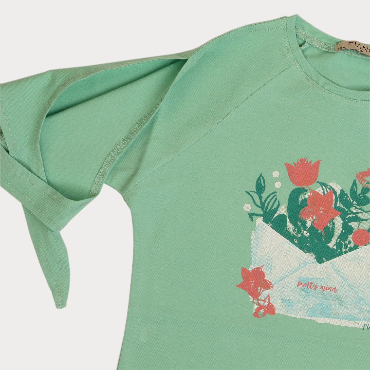 تیشرت یکرو لایکرا آستین گره ای