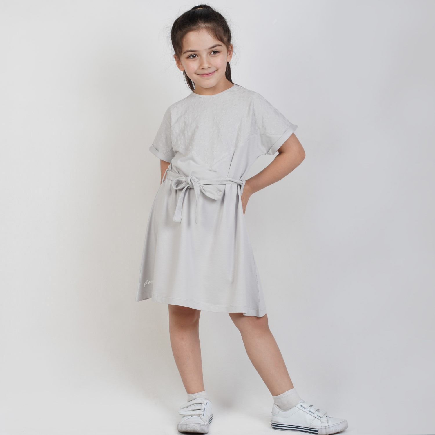 پیراهن یکرو لایکرا و ژاکارد آستین افتاده