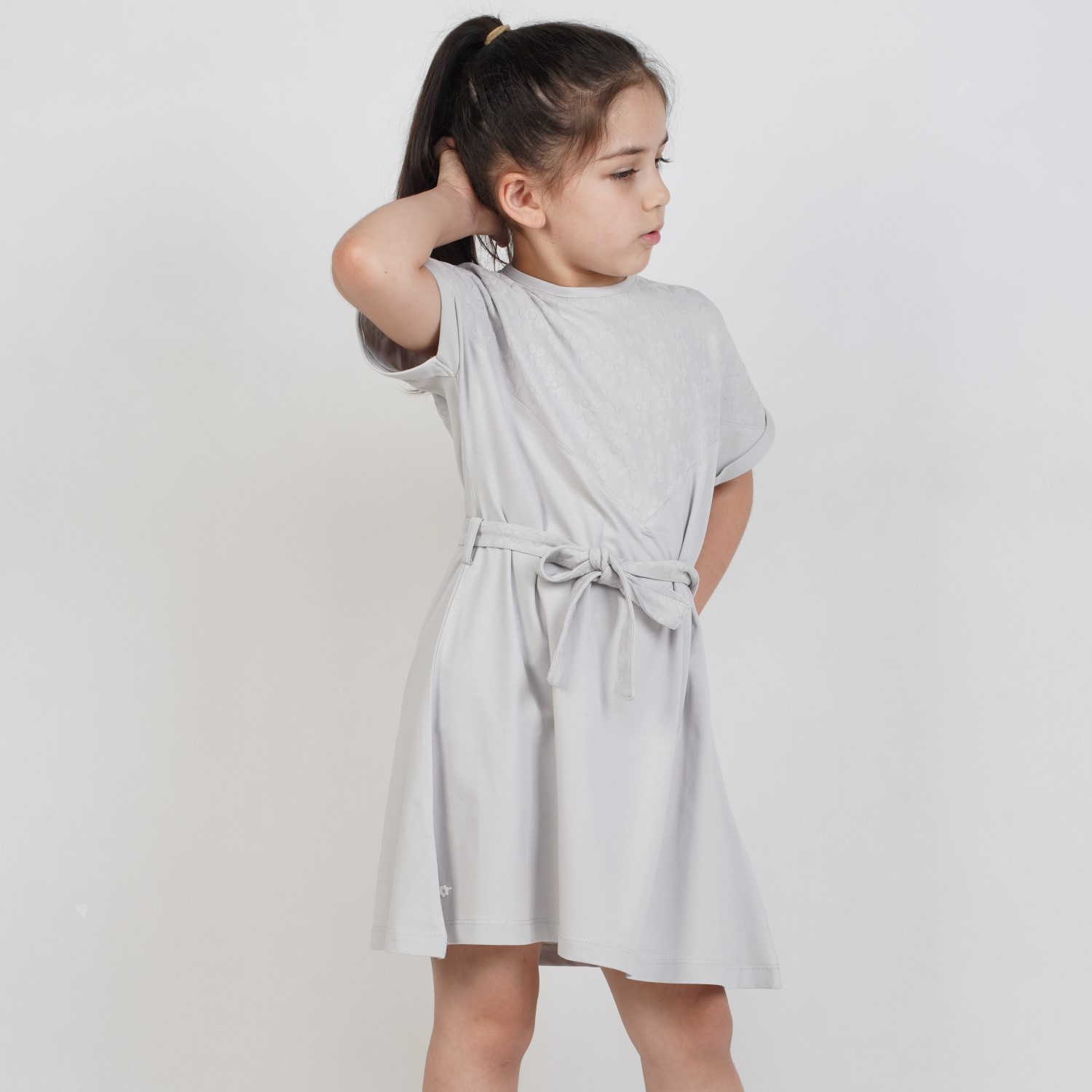 پیراهن یکرو لایکرا و ژاکارد آستین افتاده