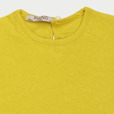 پیراهن یکرو لایکرا و ژاکارد آستین افتاده