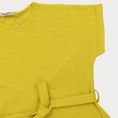 پیراهن یکرو لایکرا و ژاکارد آستین افتاده