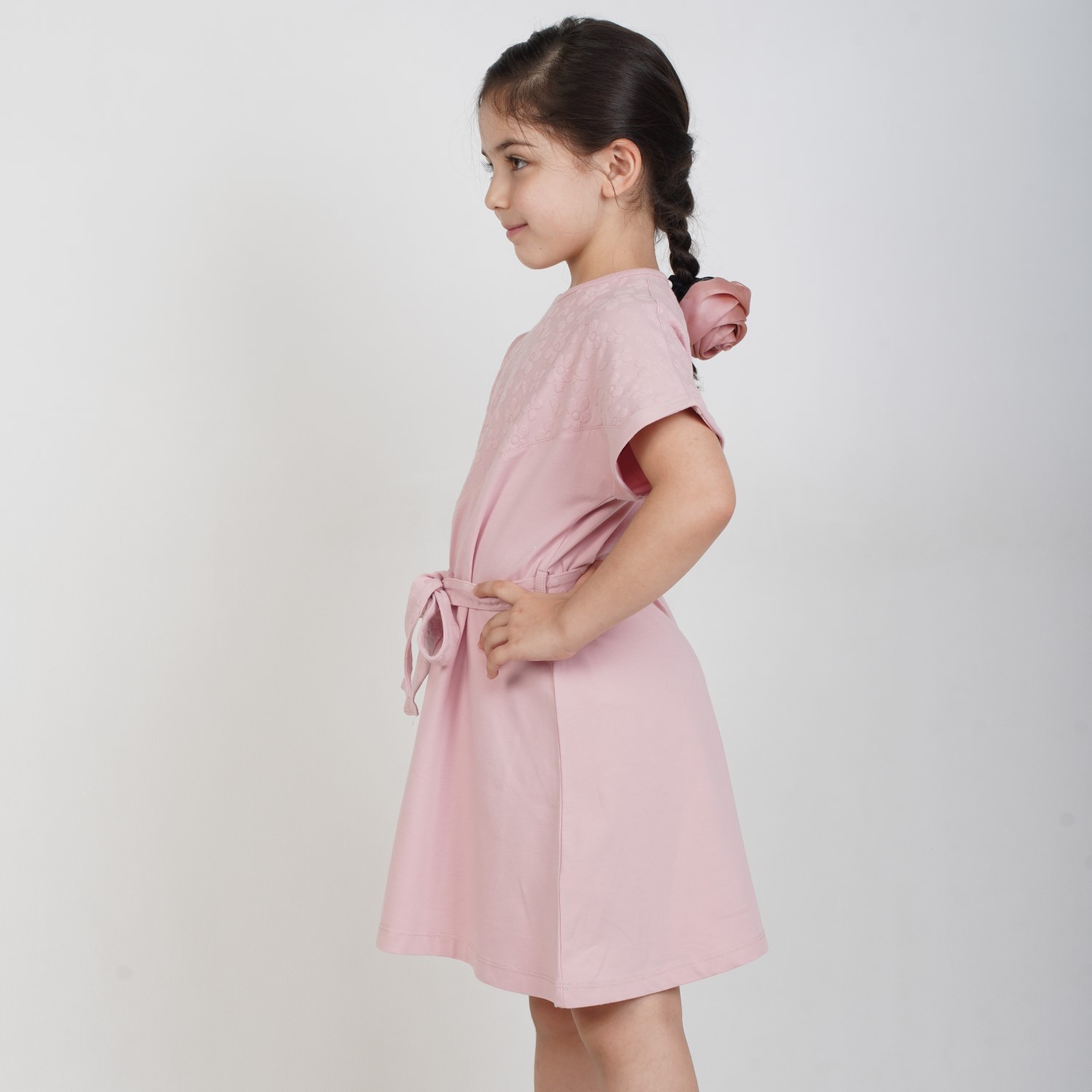 پیراهن یکرو لایکرا و ژاکارد آستین افتاده