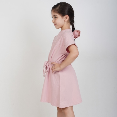 پیراهن یکرو لایکرا و ژاکارد آستین افتاده