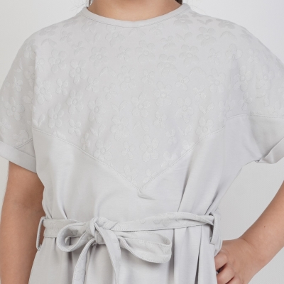 پیراهن یکرو لایکرا و ژاکارد آستین افتاده