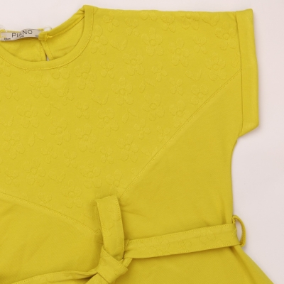 پیراهن یکرو لایکرا و ژاکارد آستین افتاده