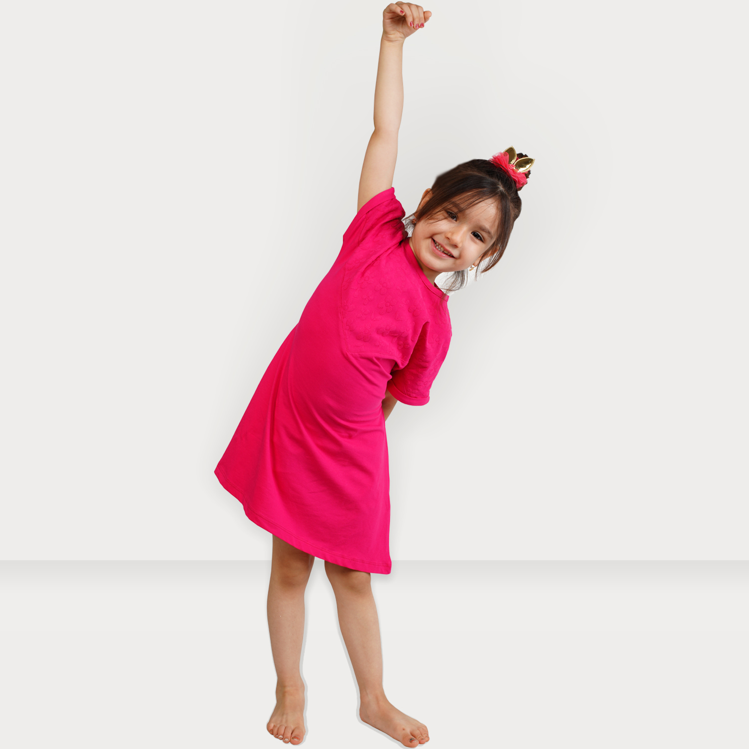 پیراهن یکرو لایکرا و ژاکارد آستین افتاده