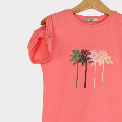 تیشرت‏ یکرو لایکرا آستین ‏پاپیون (ست با کد 1892)