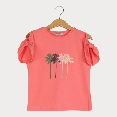 تیشرت‏ یکرو لایکرا آستین ‏پاپیون (ست با کد 1892)